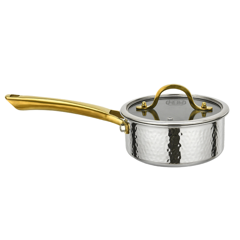 BRMP03 Hammered Honeycomb Texture Milk Pot with PVD Handle